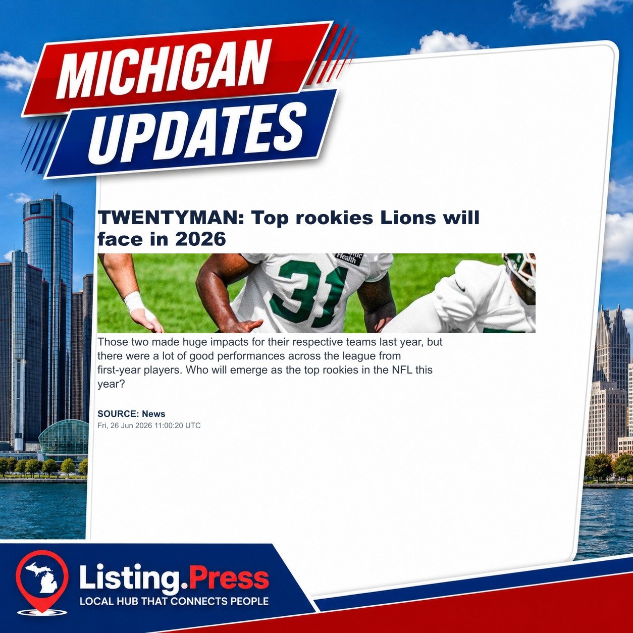 TWENTYMAN: Top rookies Lions will face in 2026