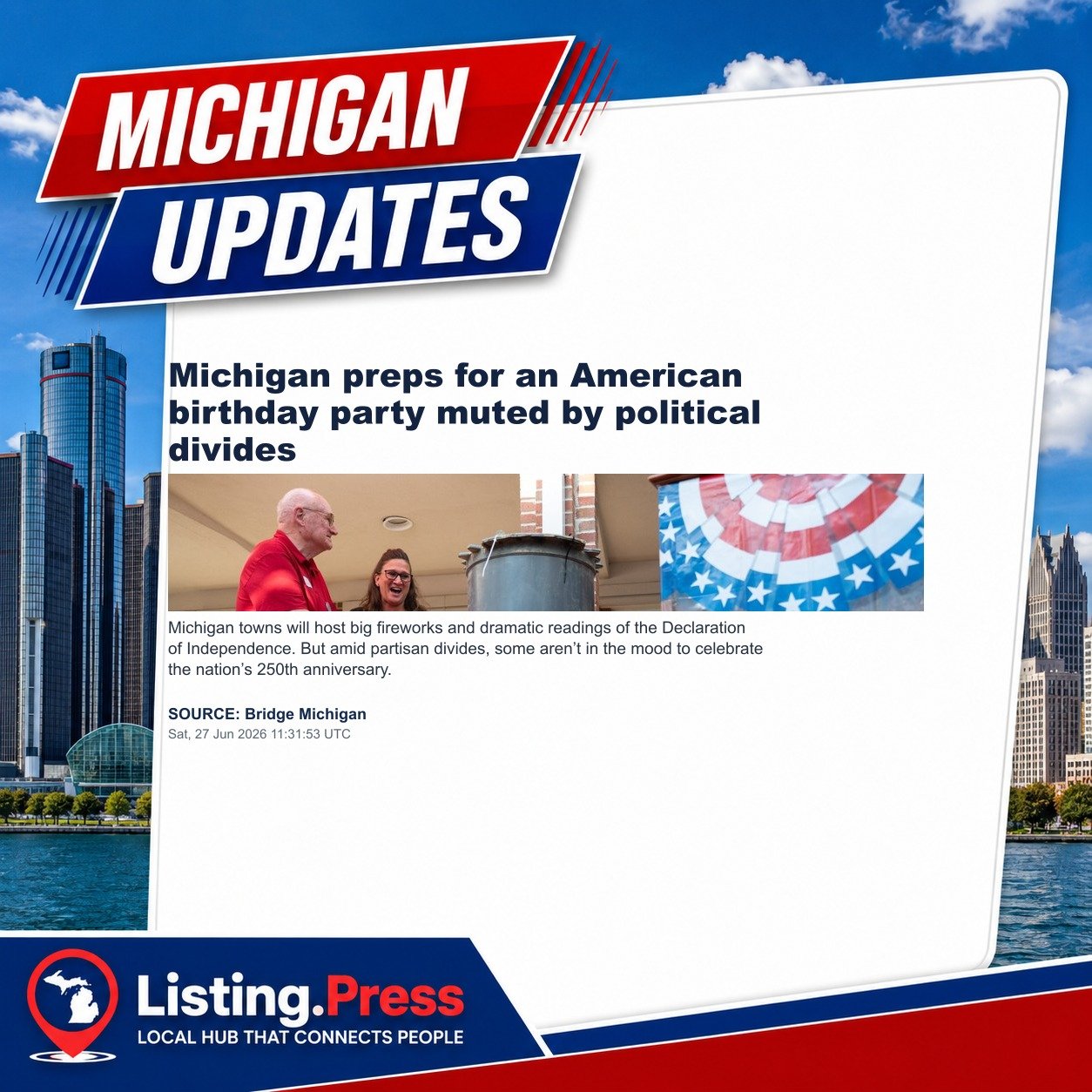 Michigan preps for an American birthday party muted by political divides