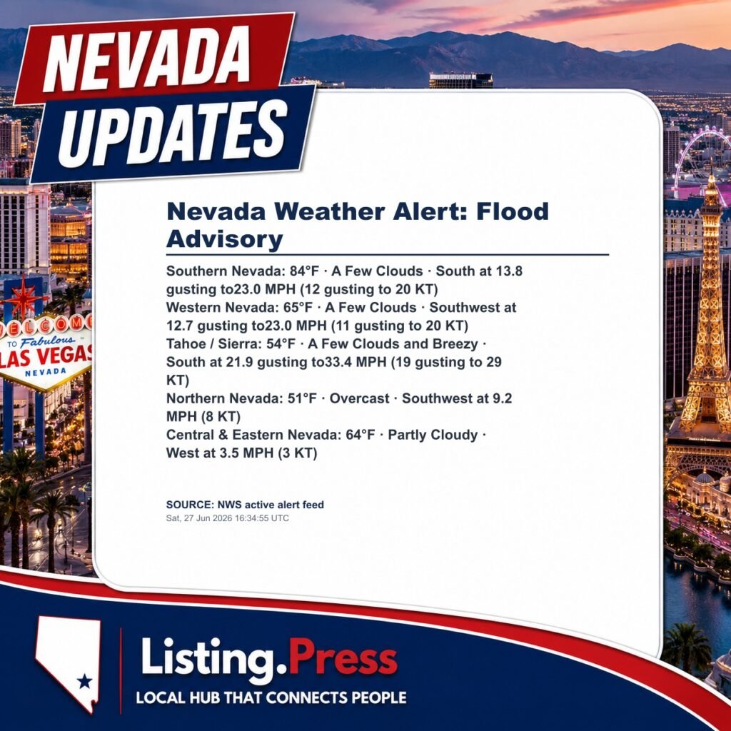 Nevada Weather Alert: Flood Advisory
