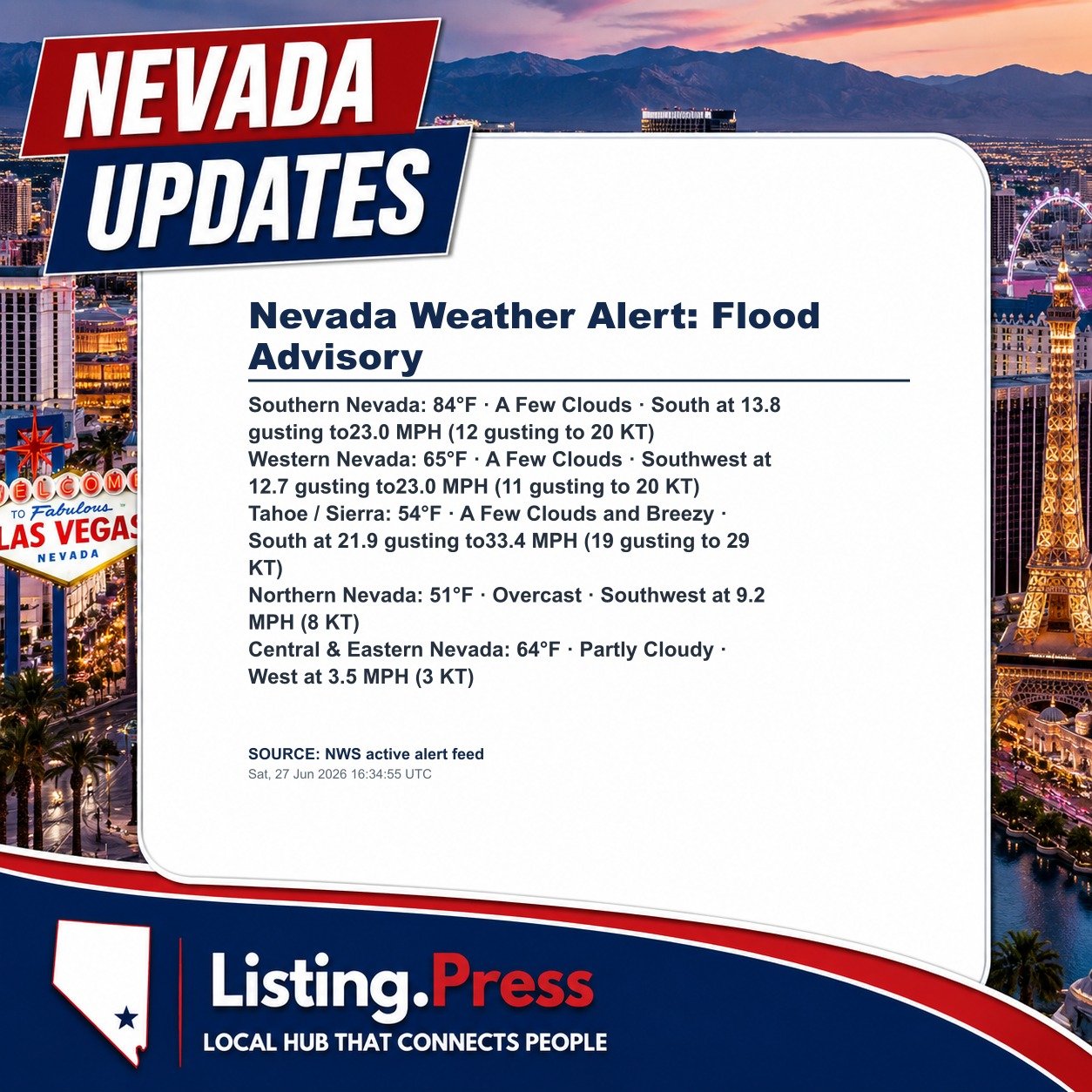 Nevada Weather Alert: Flood Advisory
