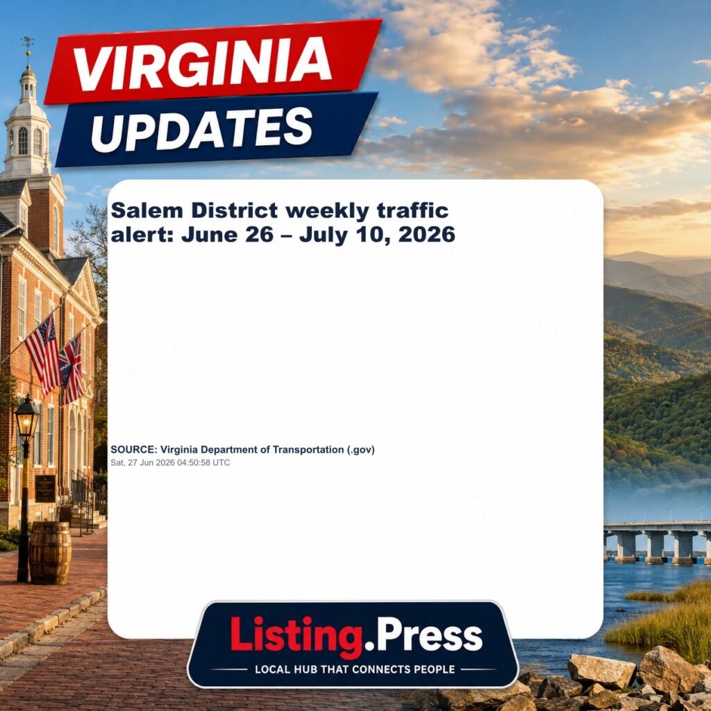 Salem District weekly traffic alert: June 26 – July 10, 2026