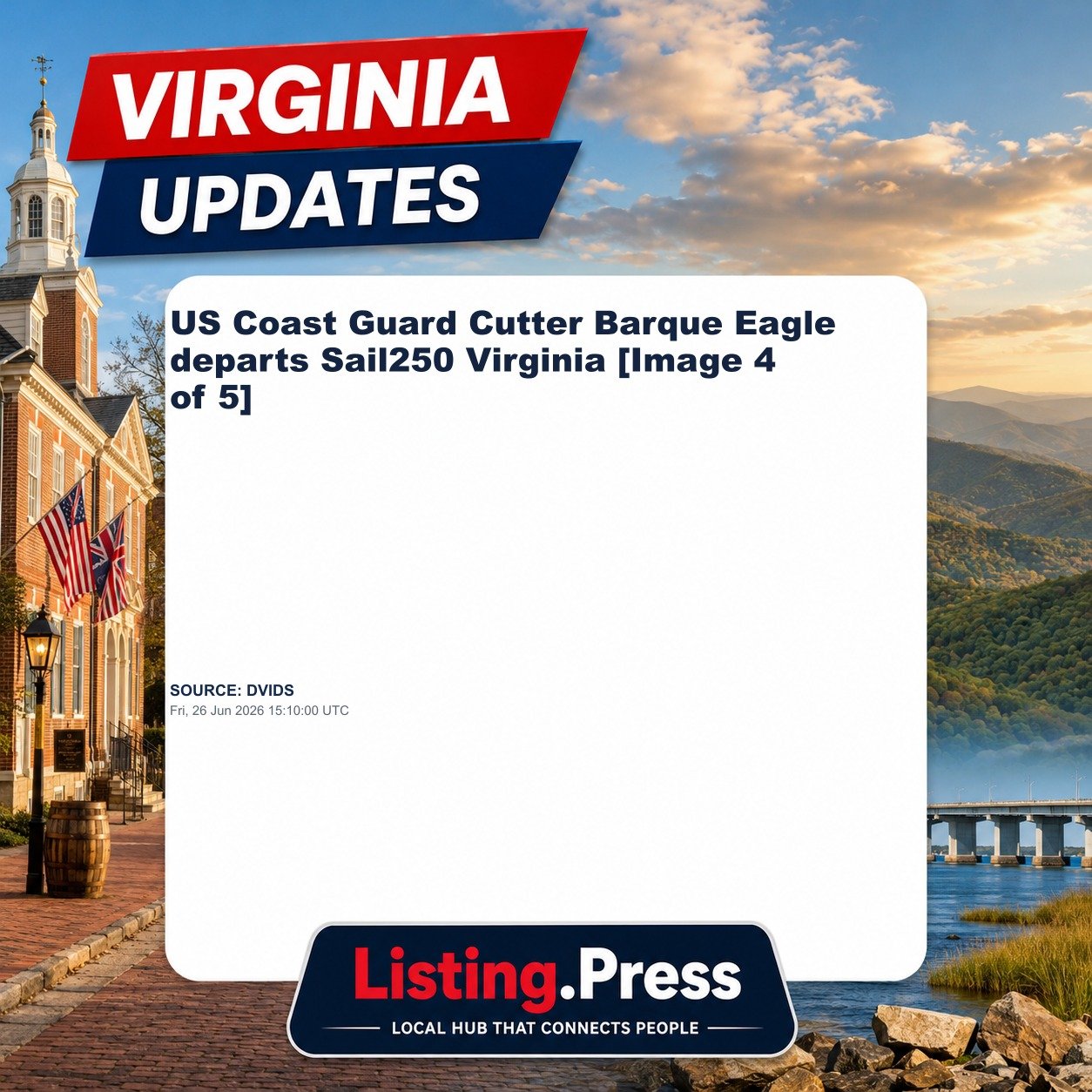 US Coast Guard Cutter Barque Eagle departs Sail250 Virginia [Image 4 of 5]