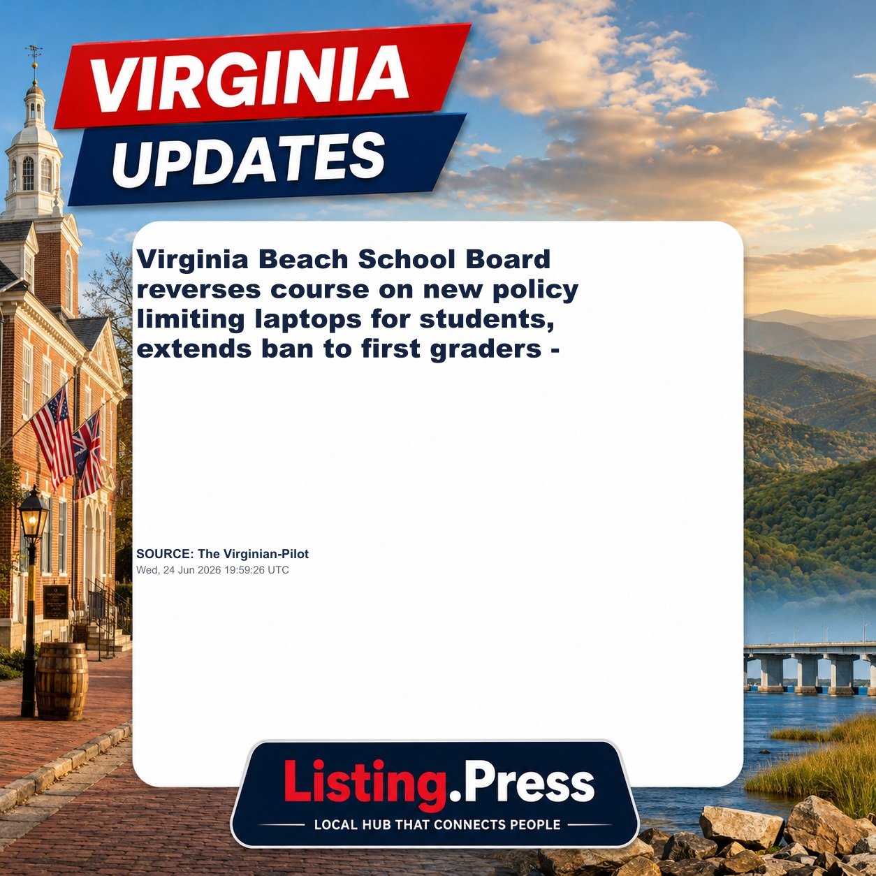 Virginia Beach School Board reverses course on new policy limiting laptops for students, extends ban to first graders - 