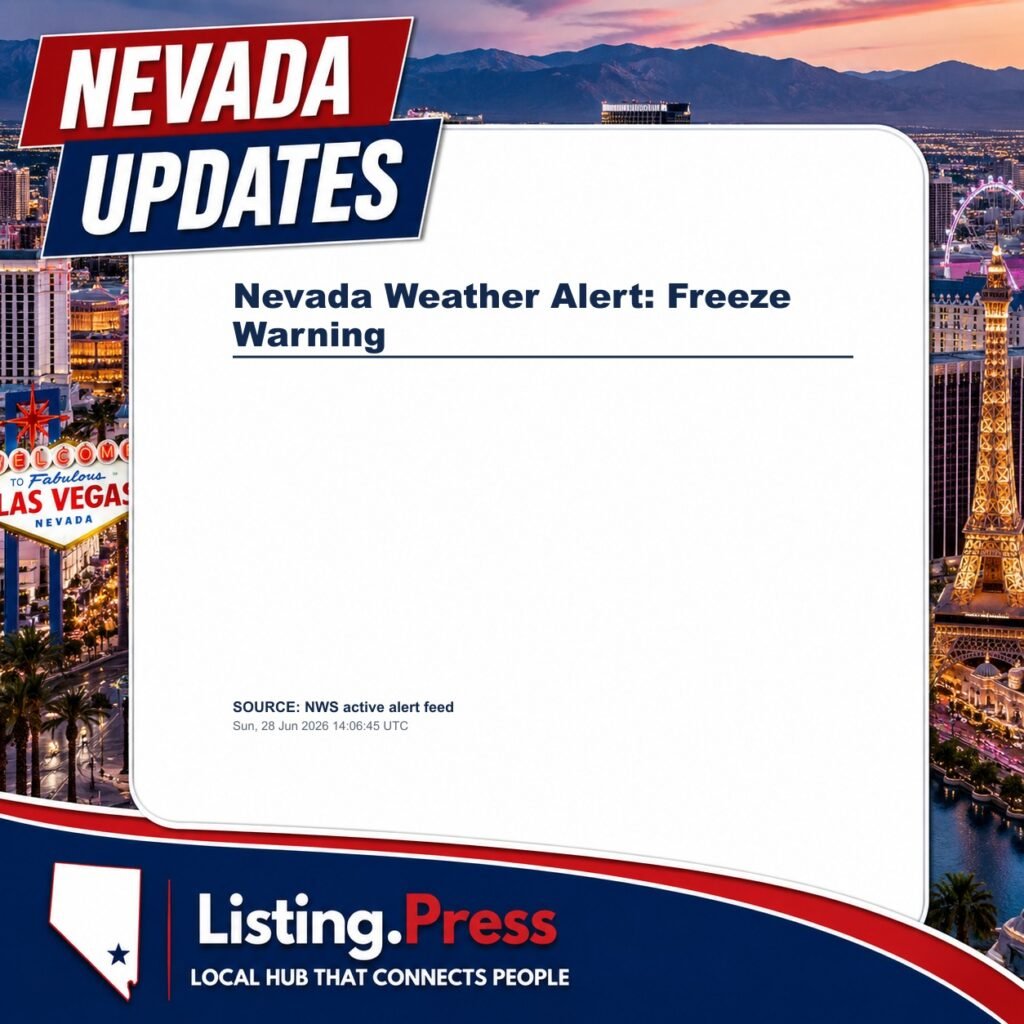 Nevada Weather Alert: Freeze Warning