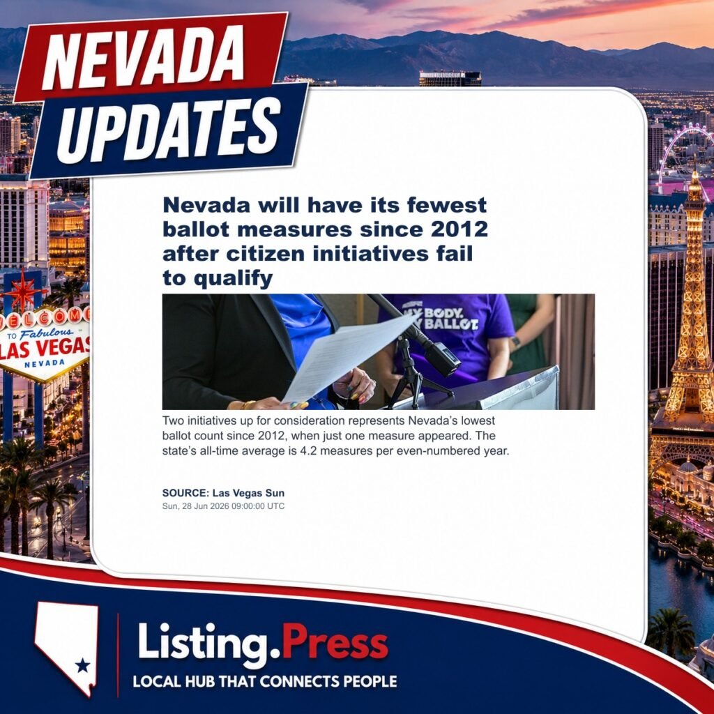 Nevada will have its fewest ballot measures since 2012 after citizen initiatives fail to qualify