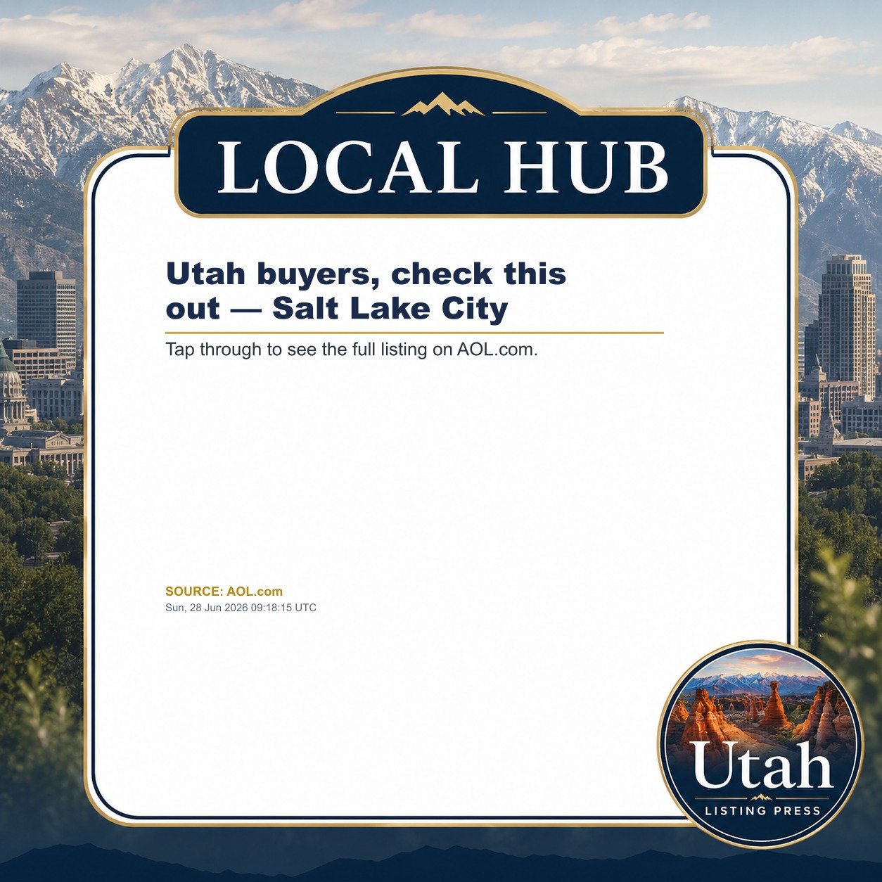 Utah buyers, check this out — Salt Lake City