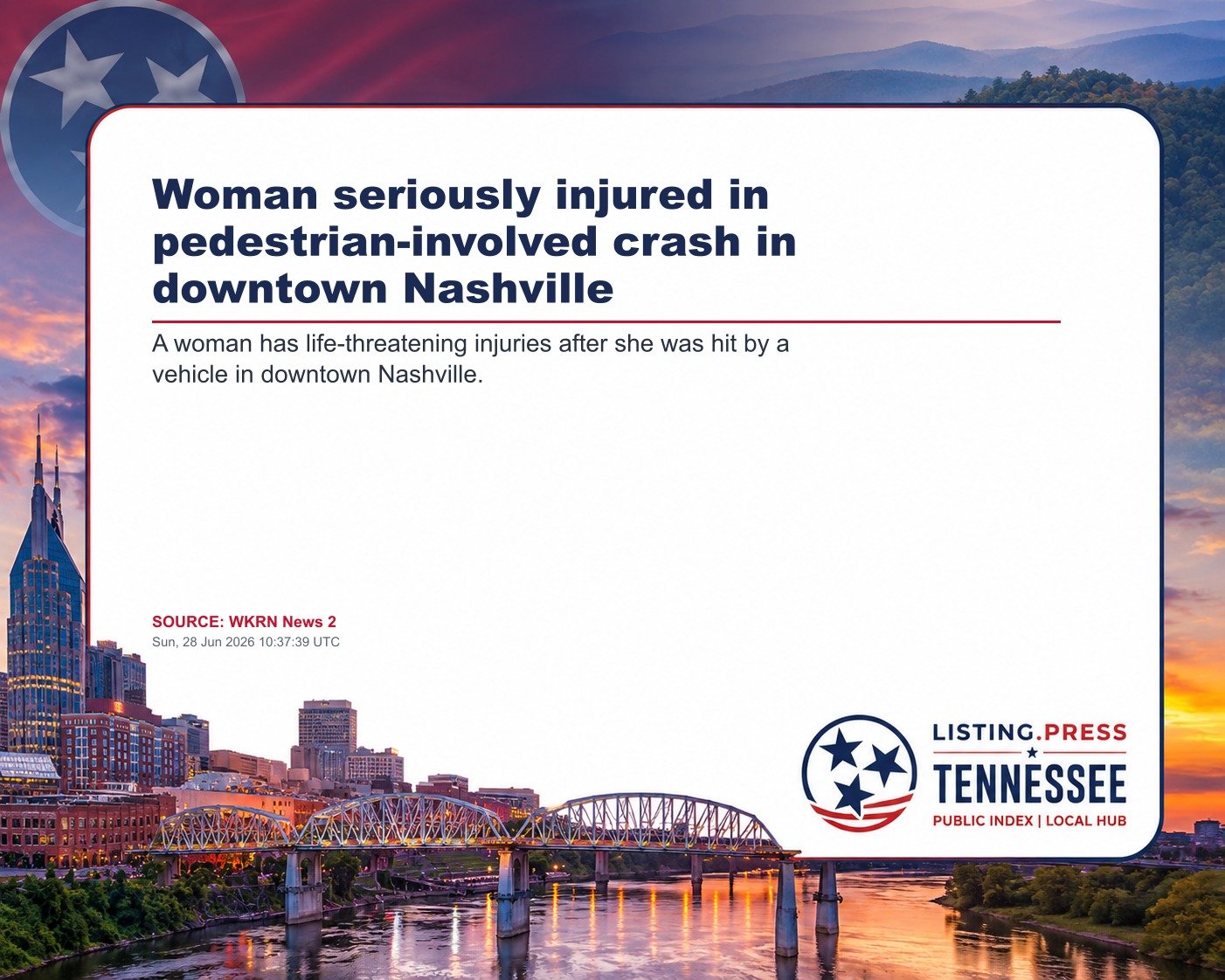 Woman seriously injured in pedestrian-involved crash in downtown Nashville