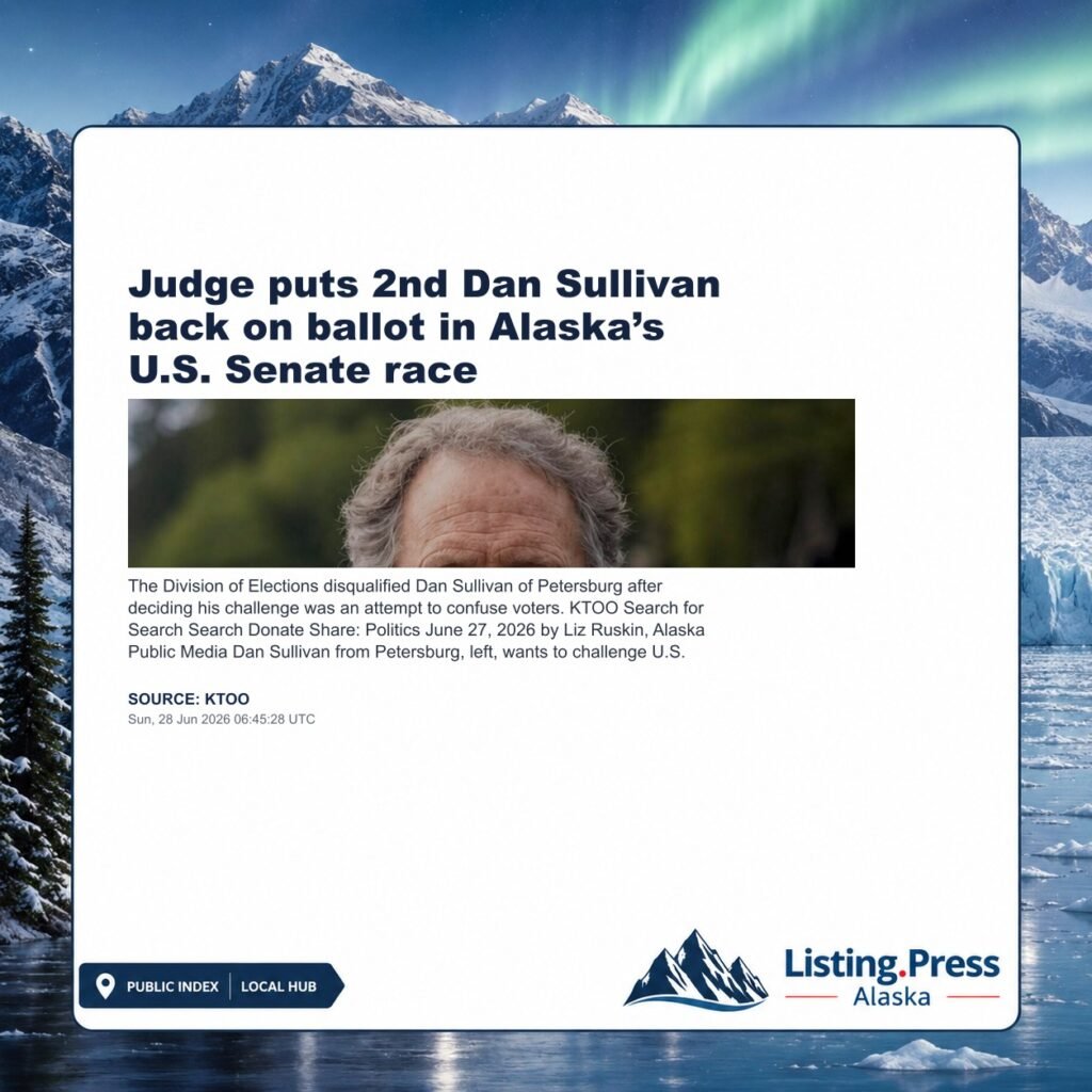 Judge puts 2nd Dan Sullivan back on ballot in Alaska’s U.S. Senate race