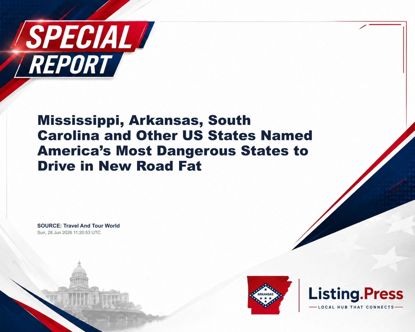 Mississippi, Arkansas, South Carolina and Other US States Named America’s Most Dangerous States to Drive in New Road Fat
