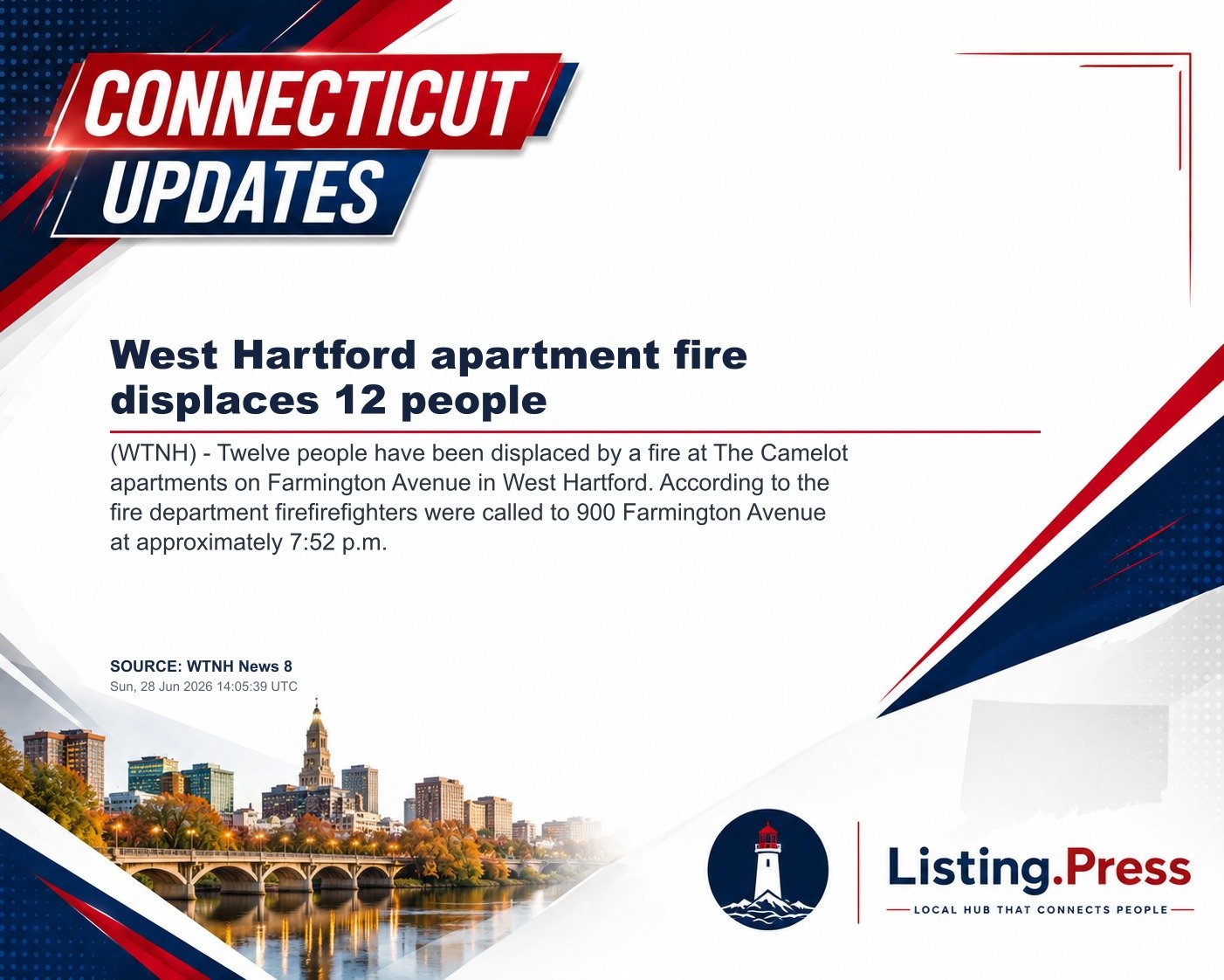 West Hartford apartment fire displaces 12 people