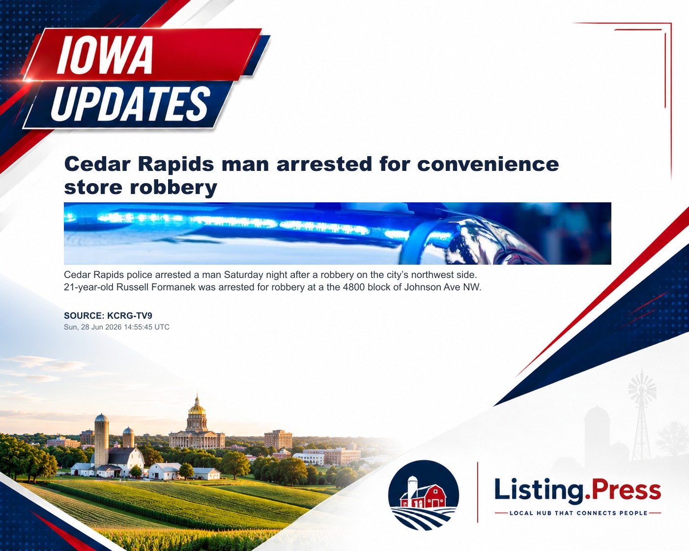 Cedar Rapids man arrested for convenience store robbery