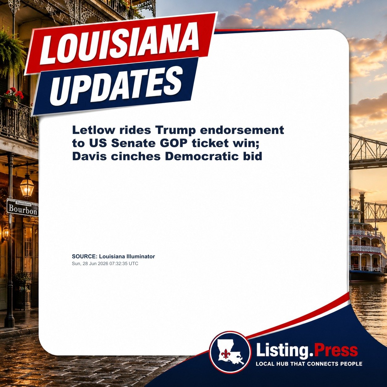Letlow rides Trump endorsement to US Senate GOP ticket win; Davis cinches Democratic bid