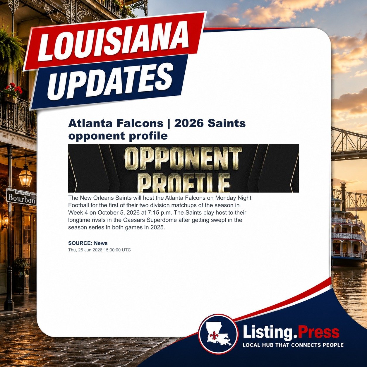 Atlanta Falcons | 2026 Saints opponent profile