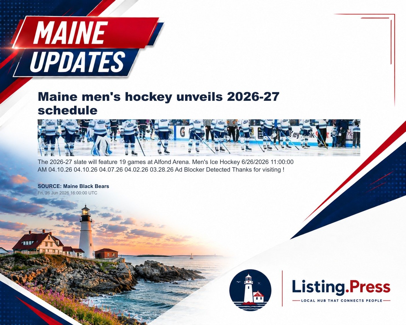 Maine men's hockey unveils 2026-27 schedule
