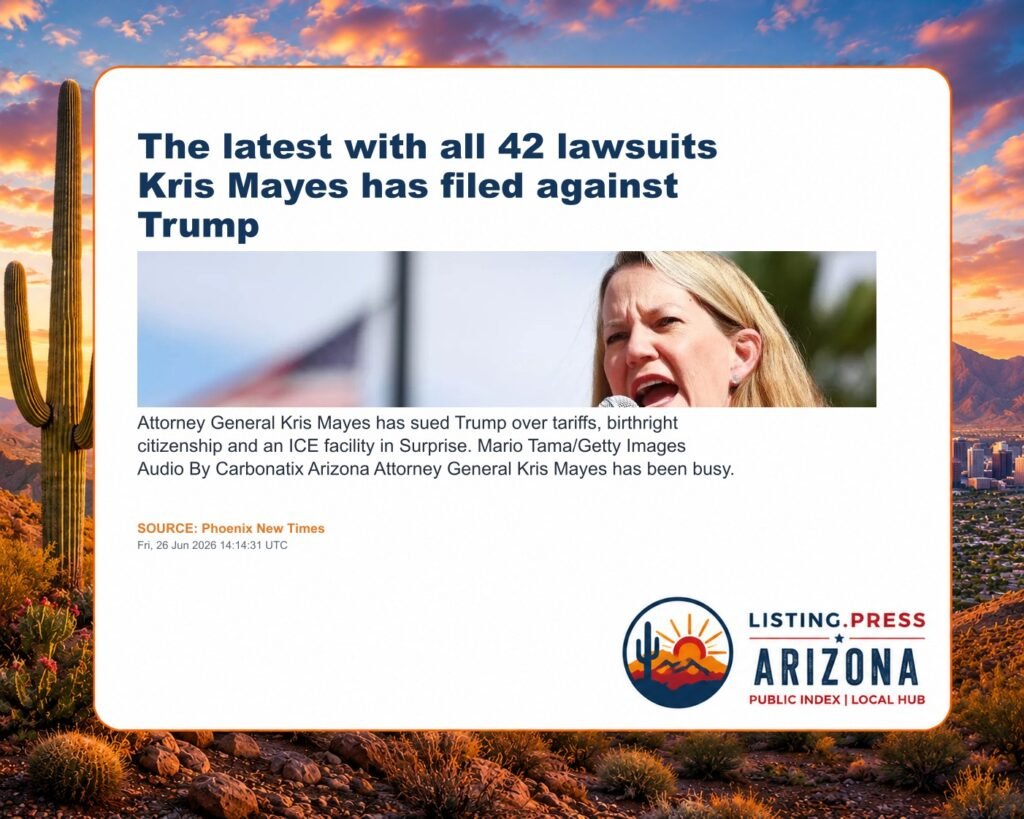 The latest with all 42 lawsuits Kris Mayes has filed against Trump
