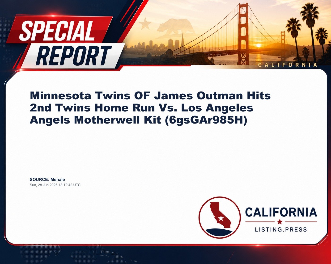 Minnesota Twins OF James Outman Hits 2nd Twins Home Run Vs. Los Angeles Angels Motherwell Kit (6gsGAr985H)