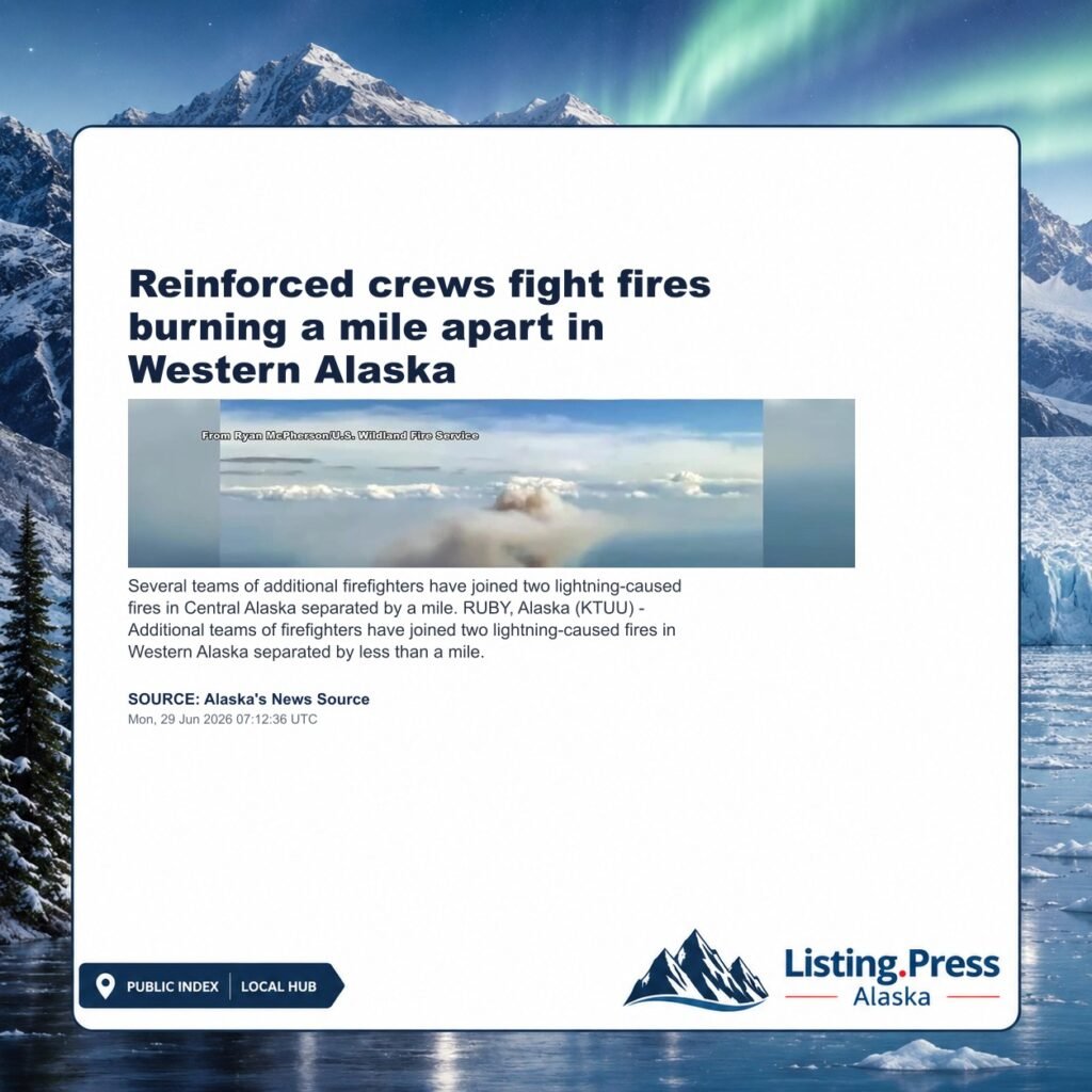 Reinforced crews fight fires burning a mile apart in Western Alaska