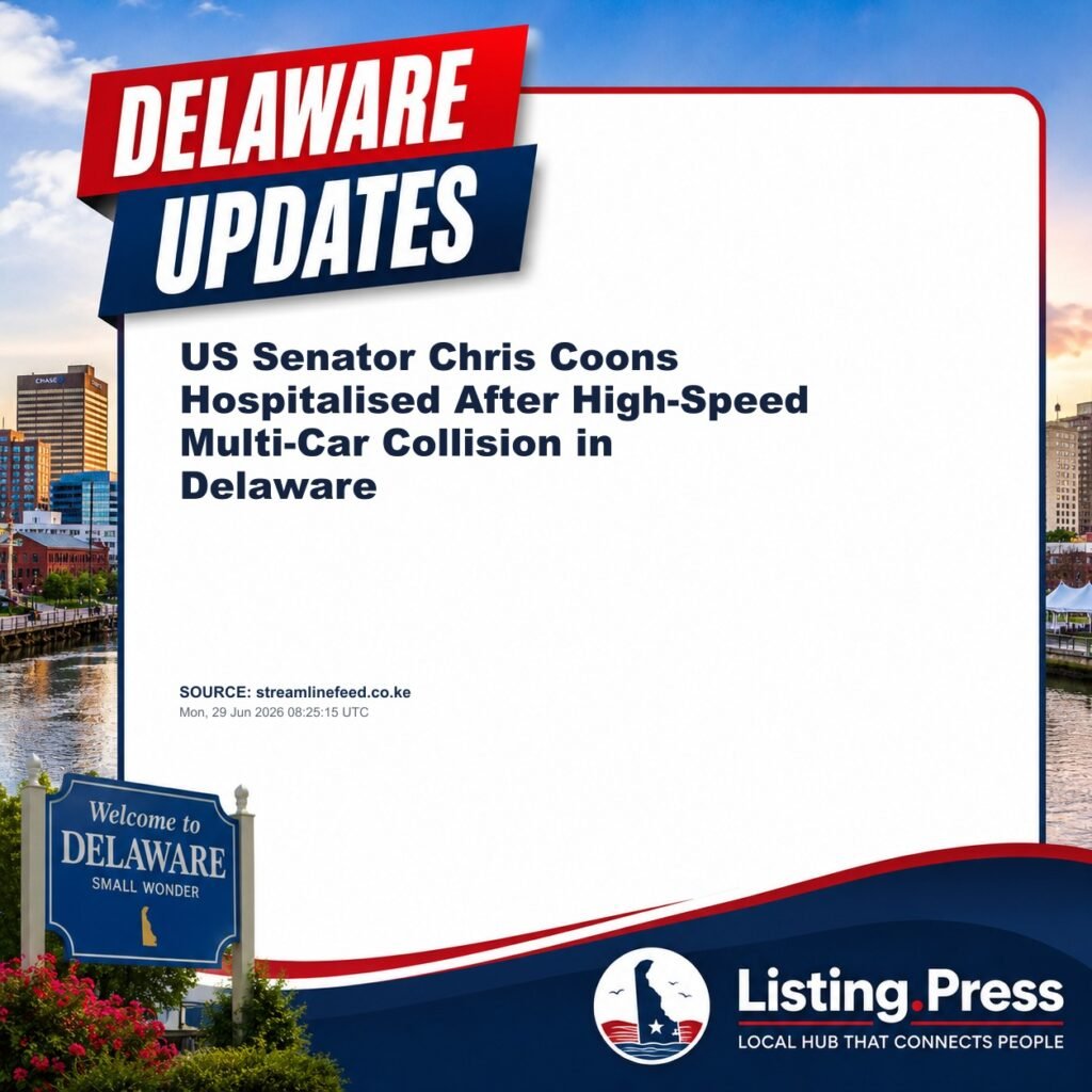 US Senator Chris Coons Hospitalised After High-Speed Multi-Car Collision in Delaware