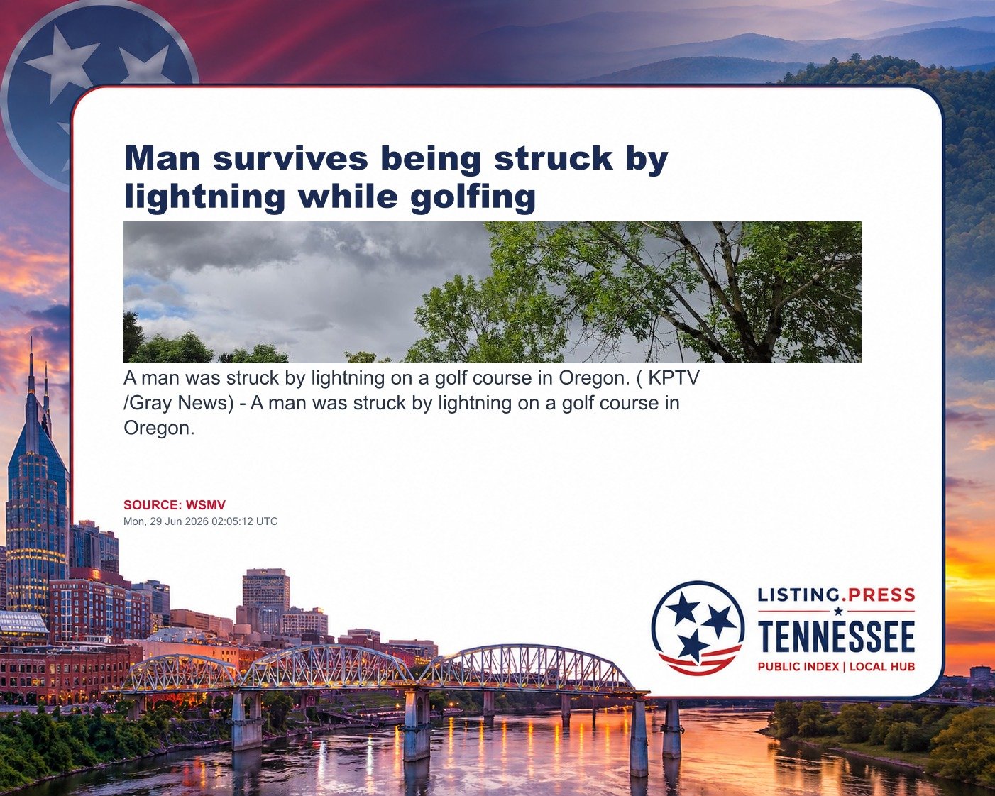 Man survives being struck by lightning while golfing