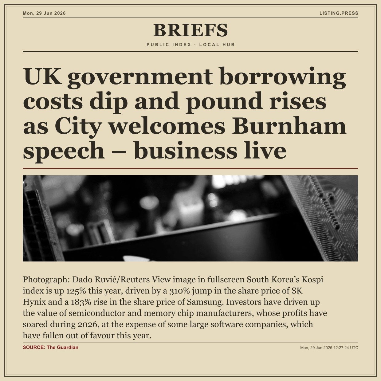 UK government borrowing costs dip and pound rises as City welcomes Burnham speech – business live