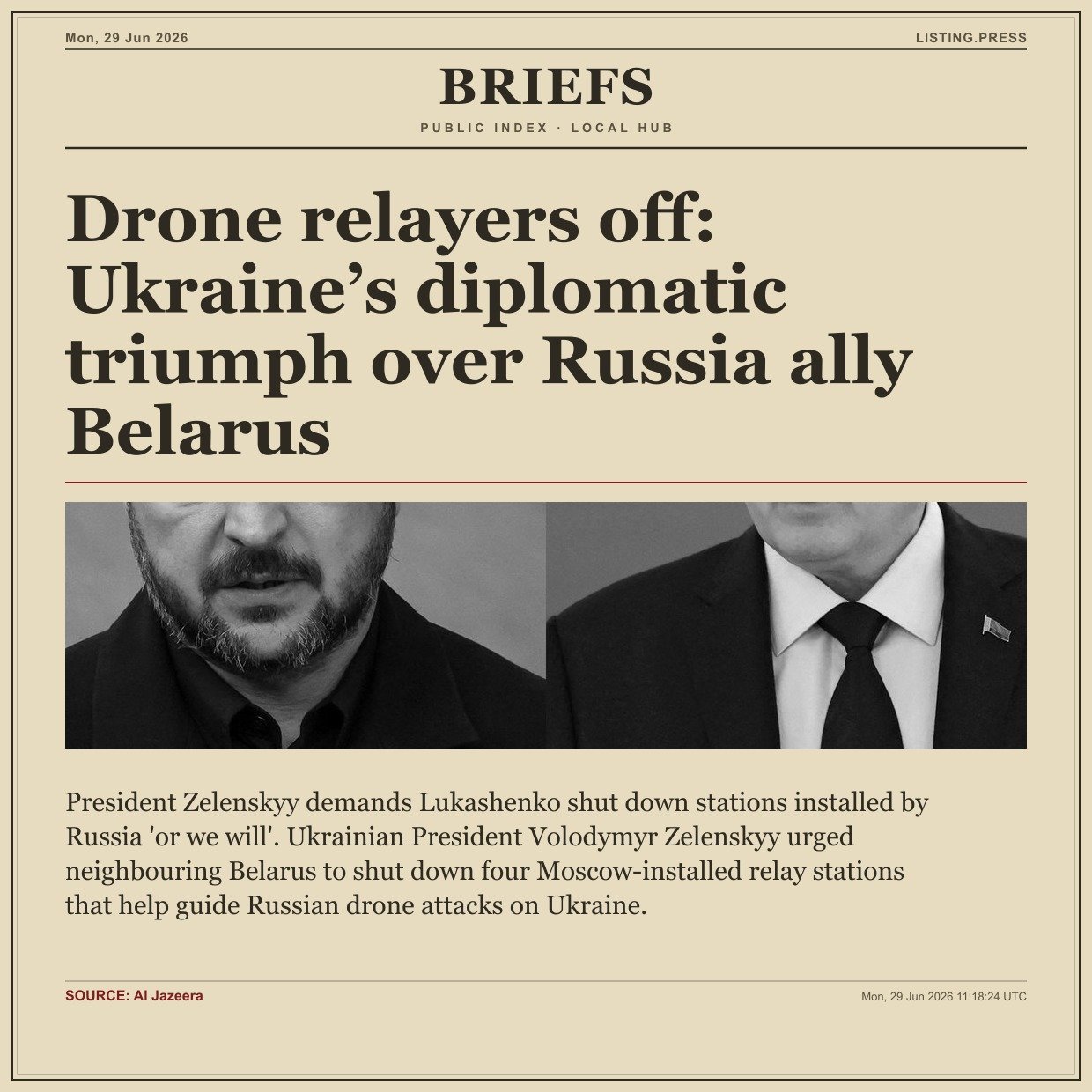 Drone relayers off: Ukraine’s diplomatic triumph over Russia ally Belarus