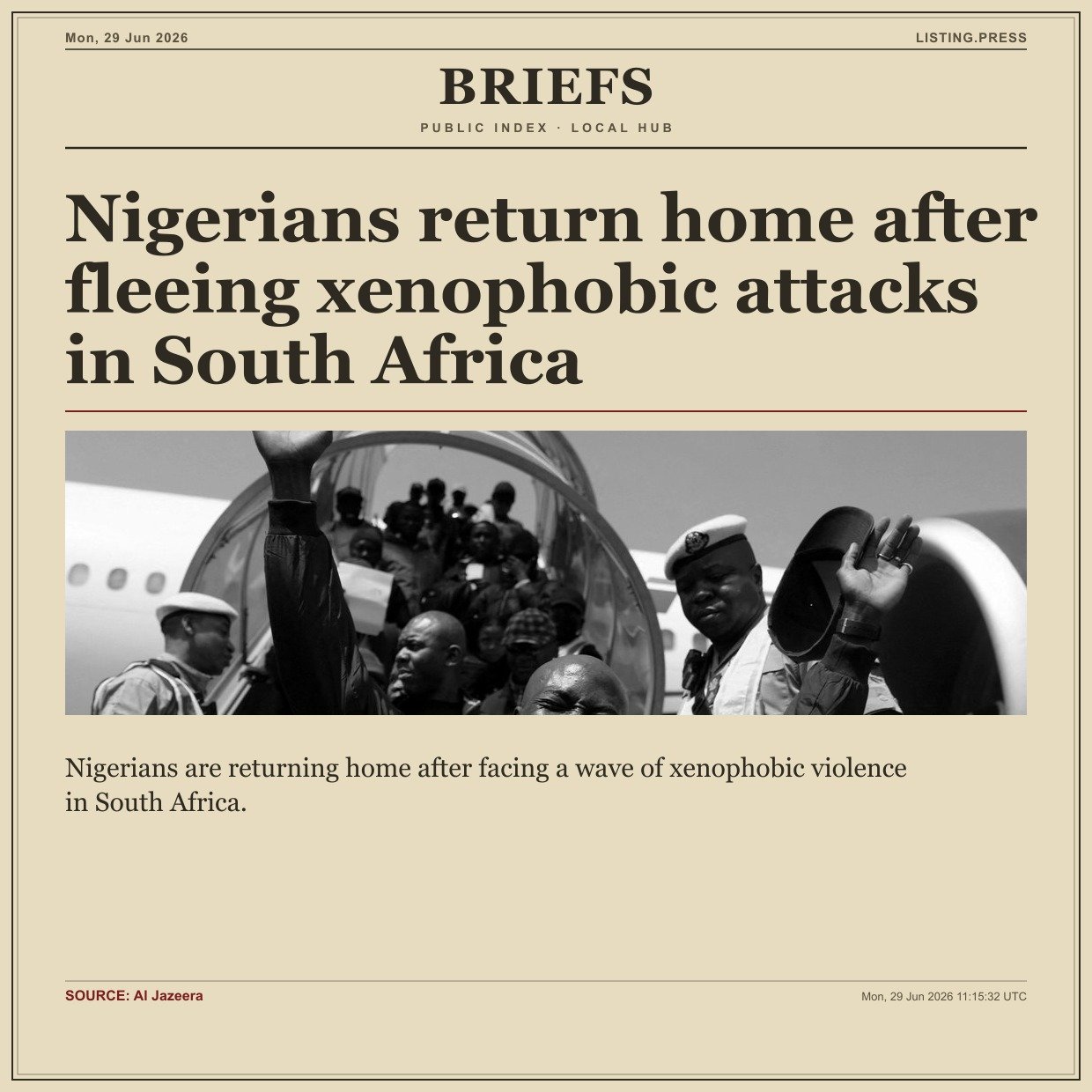 Nigerians return home after fleeing xenophobic attacks in South Africa