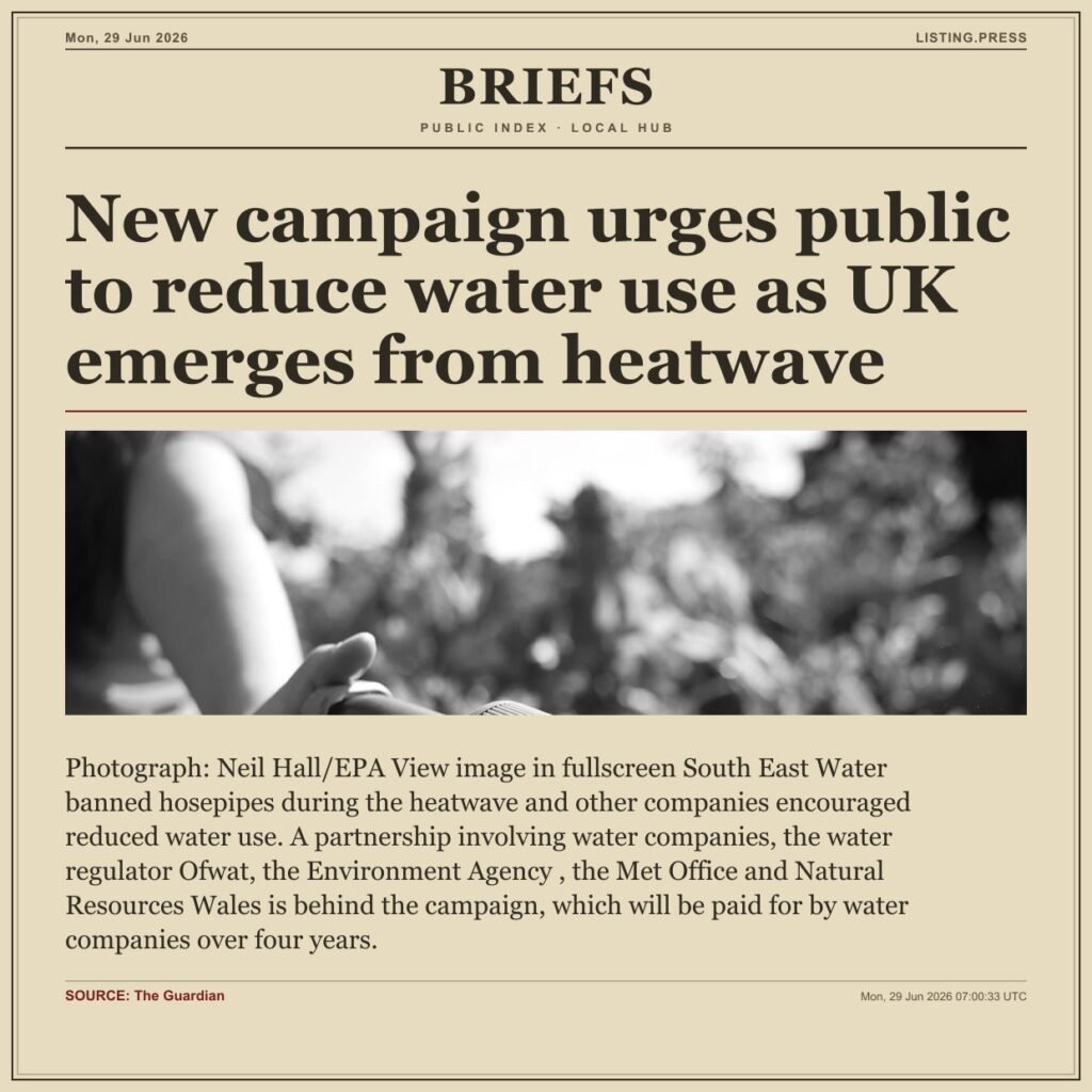 New campaign urges public to reduce water use as UK emerges from heatwave