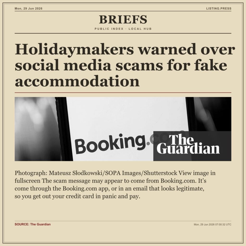 Holidaymakers warned over social media scams for fake accommodation