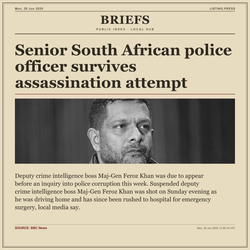 Senior South African police officer survives assassination attempt