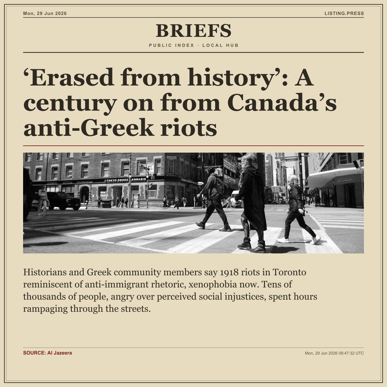 ‘Erased from history’: A century on from Canada’s anti-Greek riots