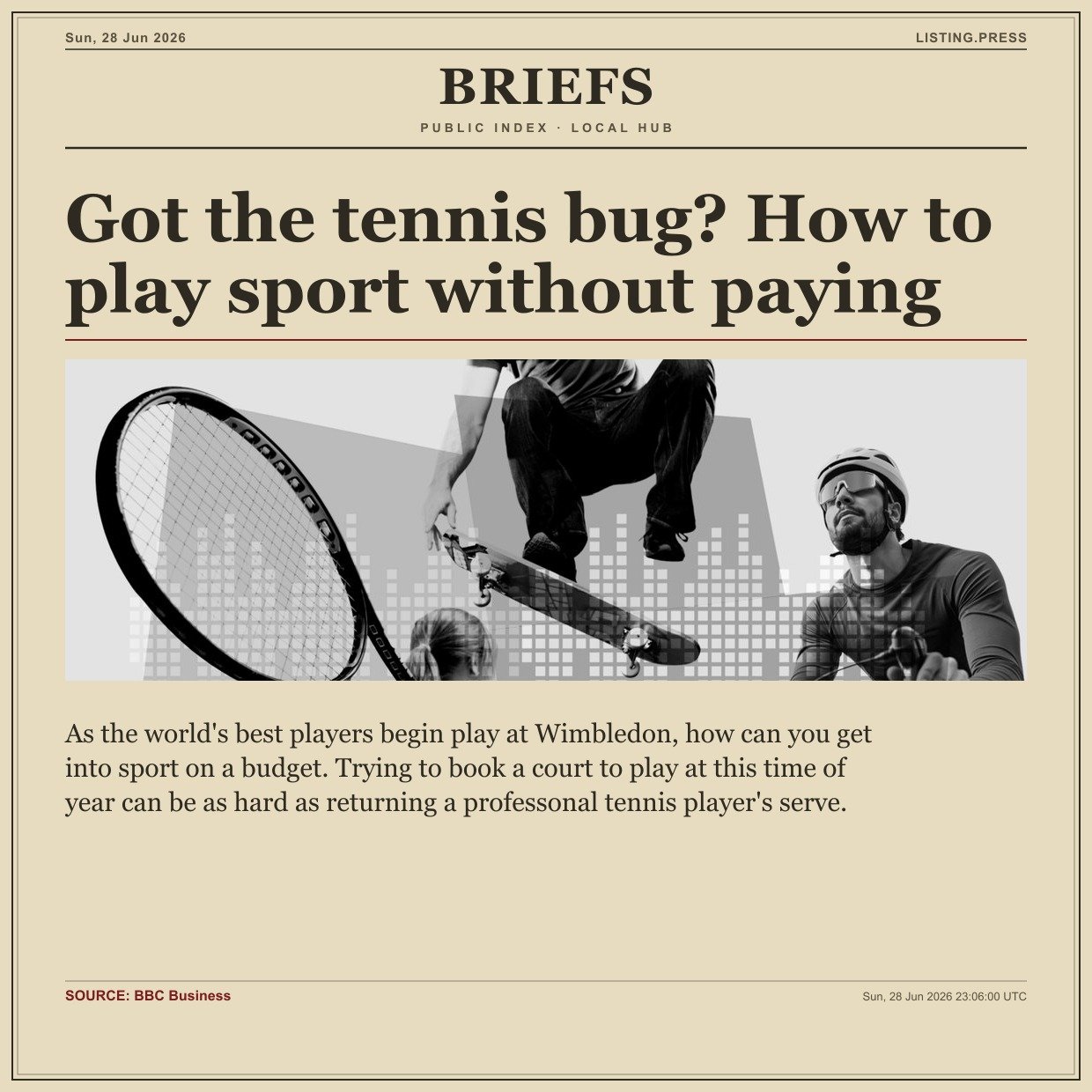 Got the tennis bug? How to play sport without paying