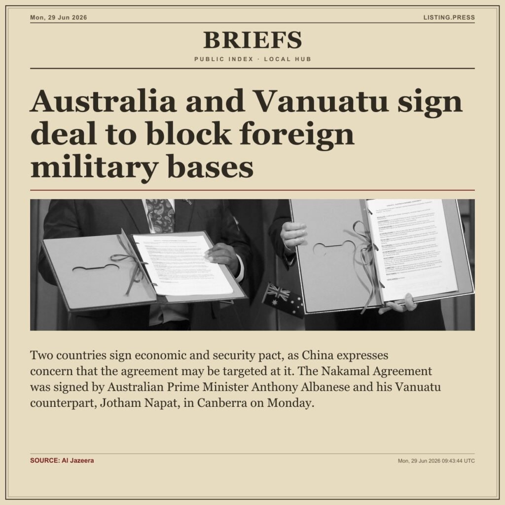 Australia and Vanuatu sign deal to block foreign military bases