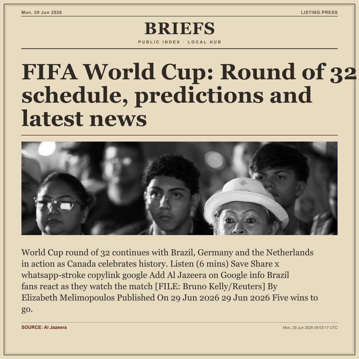 FIFA World Cup: Round of 32 schedule, predictions and latest news