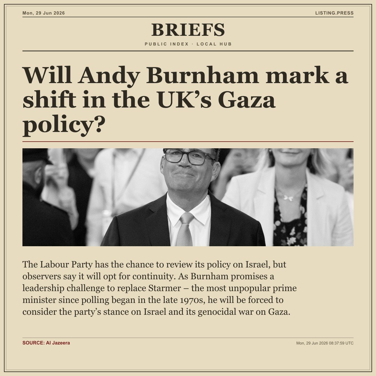 Will Andy Burnham mark a shift in the UK’s Gaza policy?