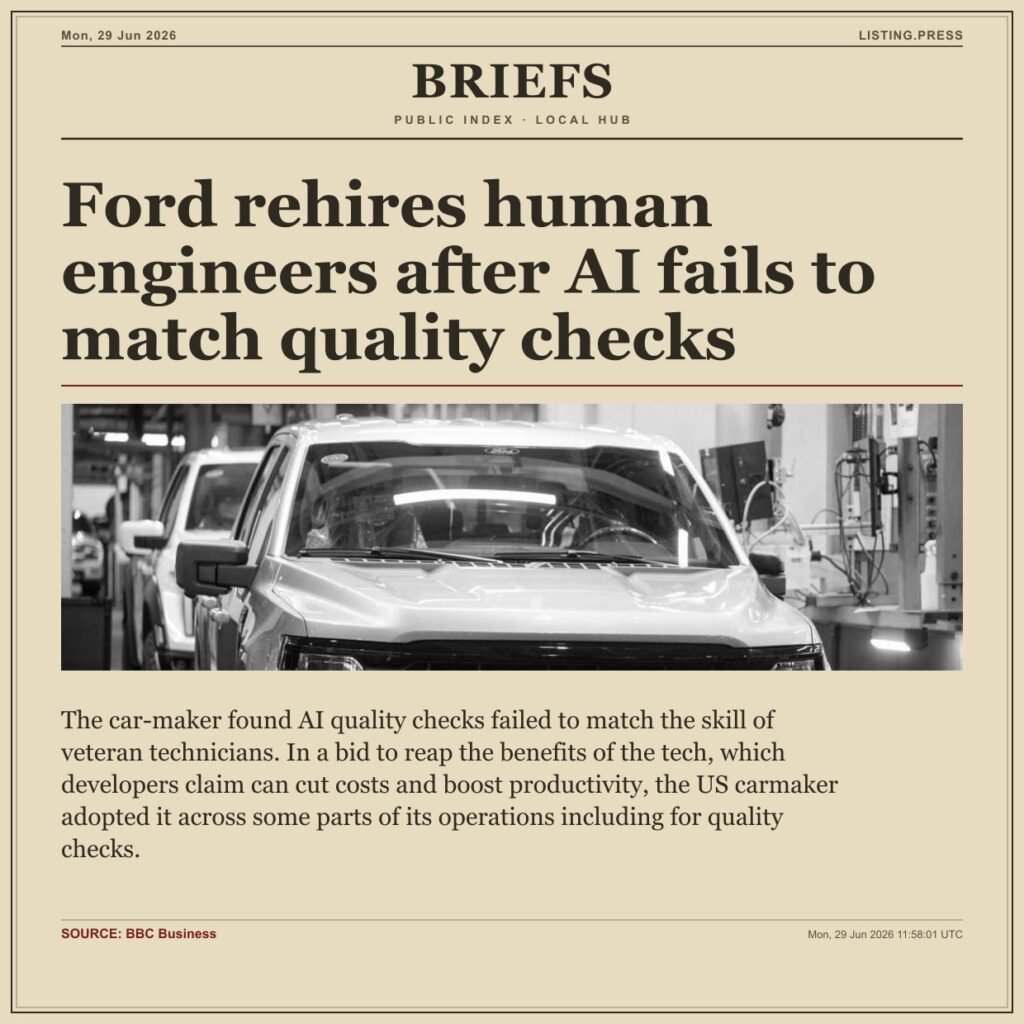 Ford rehires human engineers after AI fails to match quality checks