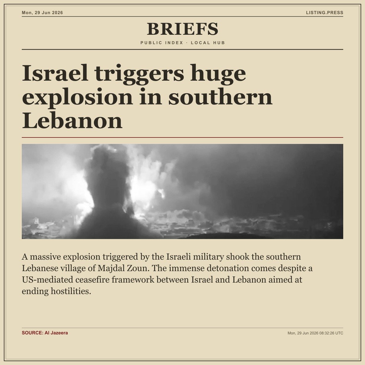 Israel triggers huge explosion in southern Lebanon