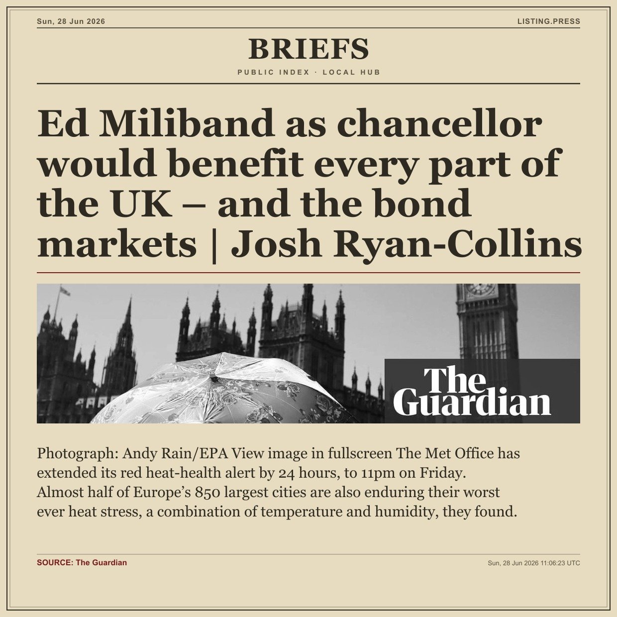 Ed Miliband as chancellor would benefit every part of the UK – and the bond markets | Josh Ryan-Collins