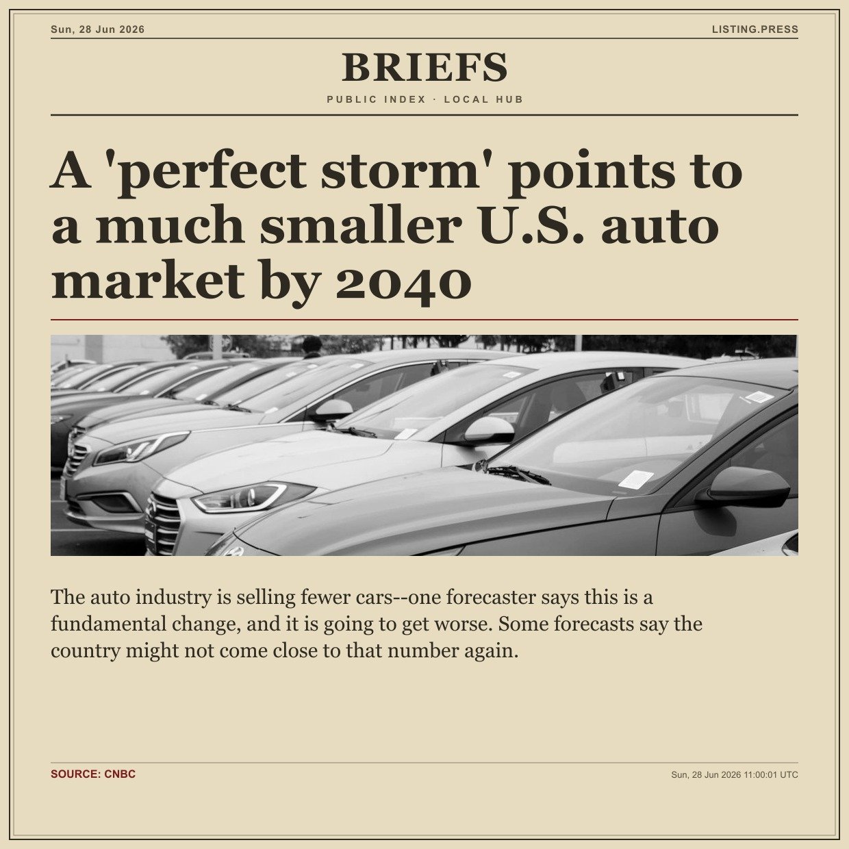 A 'perfect storm' points to a much smaller U.S. auto market by 2040