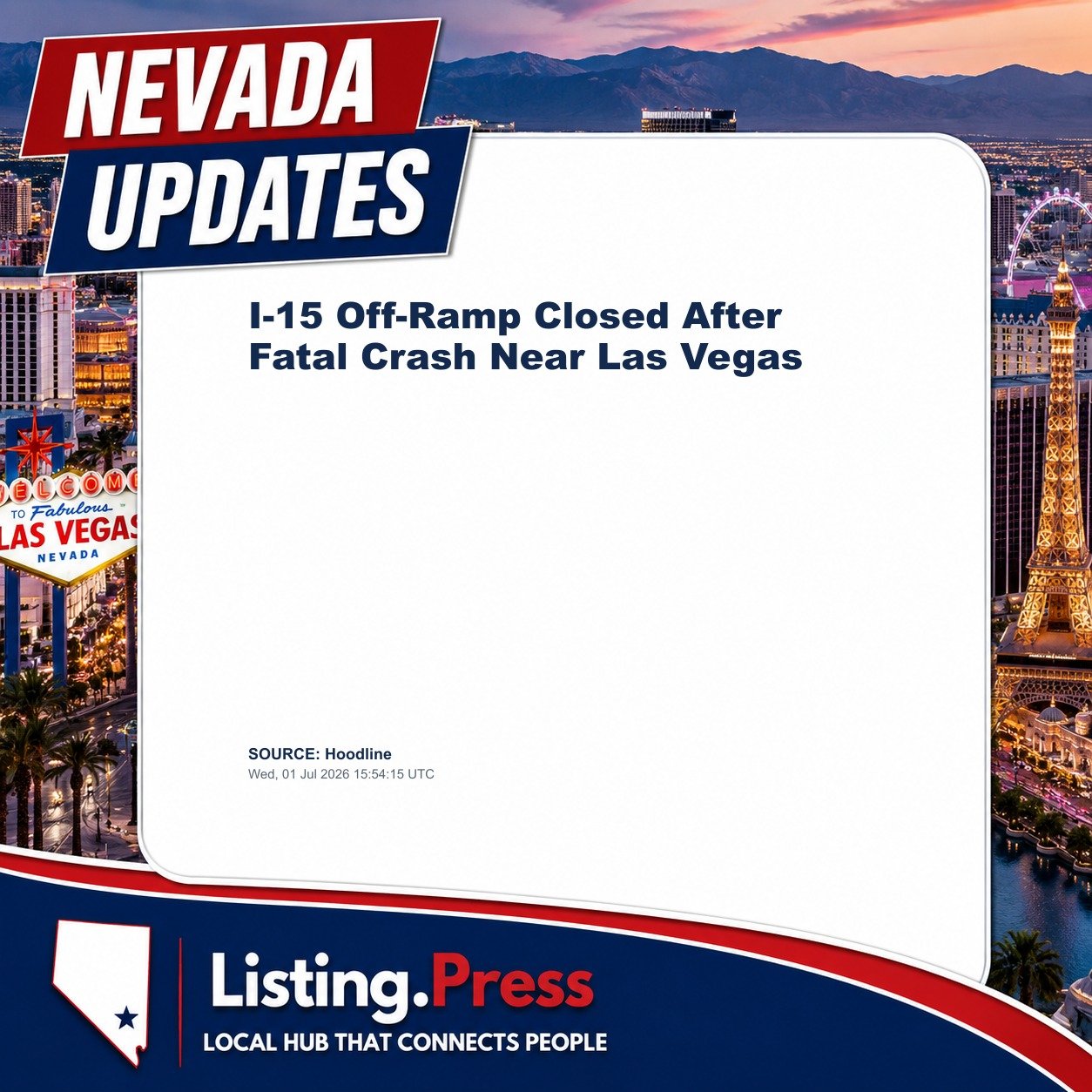 I-15 Off-Ramp Closed After Fatal Crash Near Las Vegas