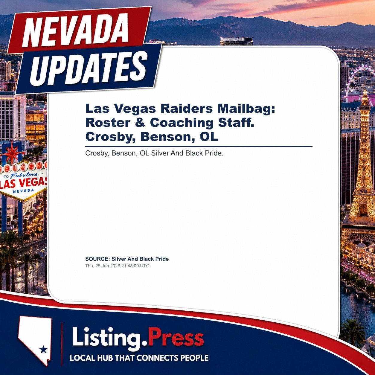 Las Vegas Raiders Mailbag: Roster & Coaching Staff. Crosby, Benson, OL