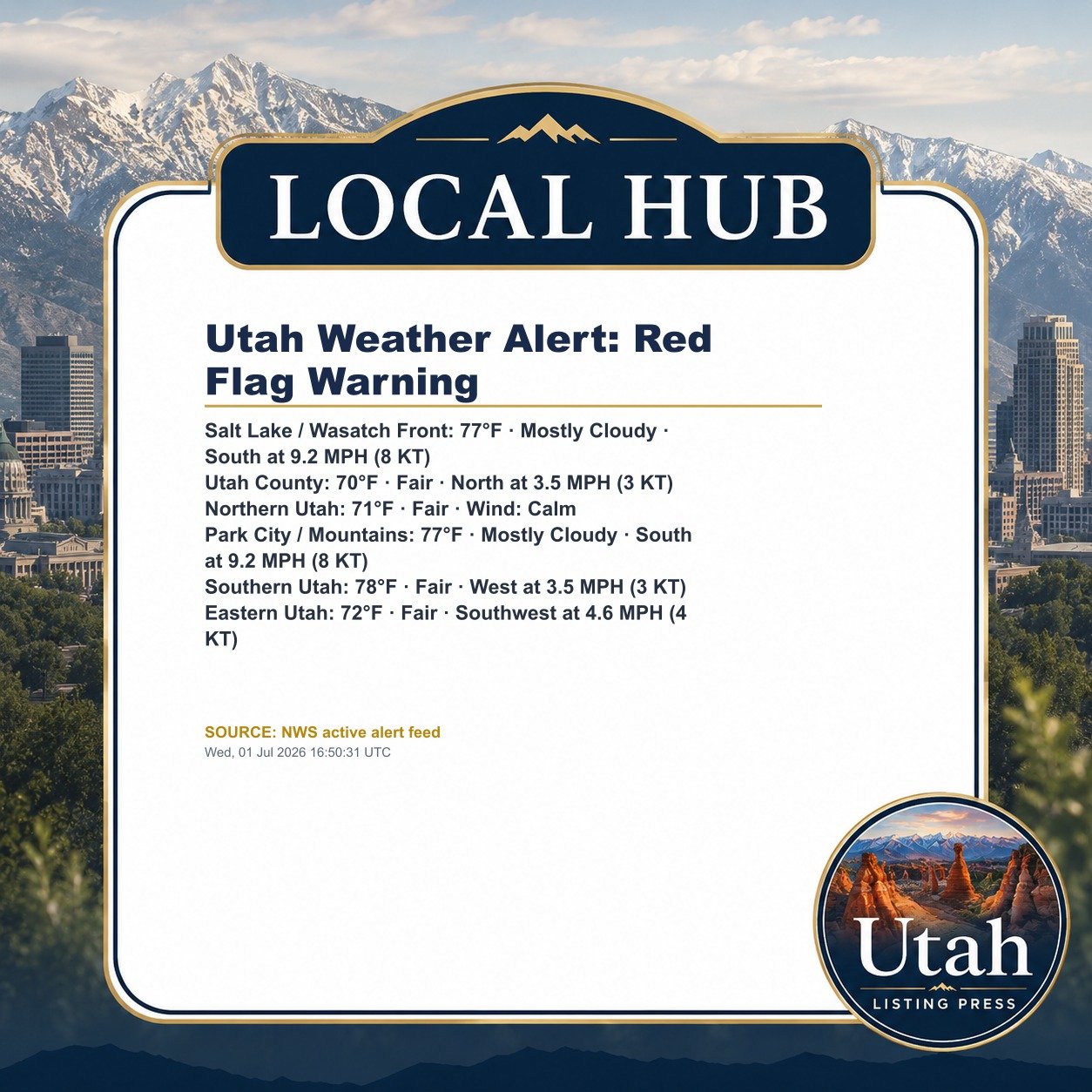 Utah Weather Alert: Red Flag Warning
