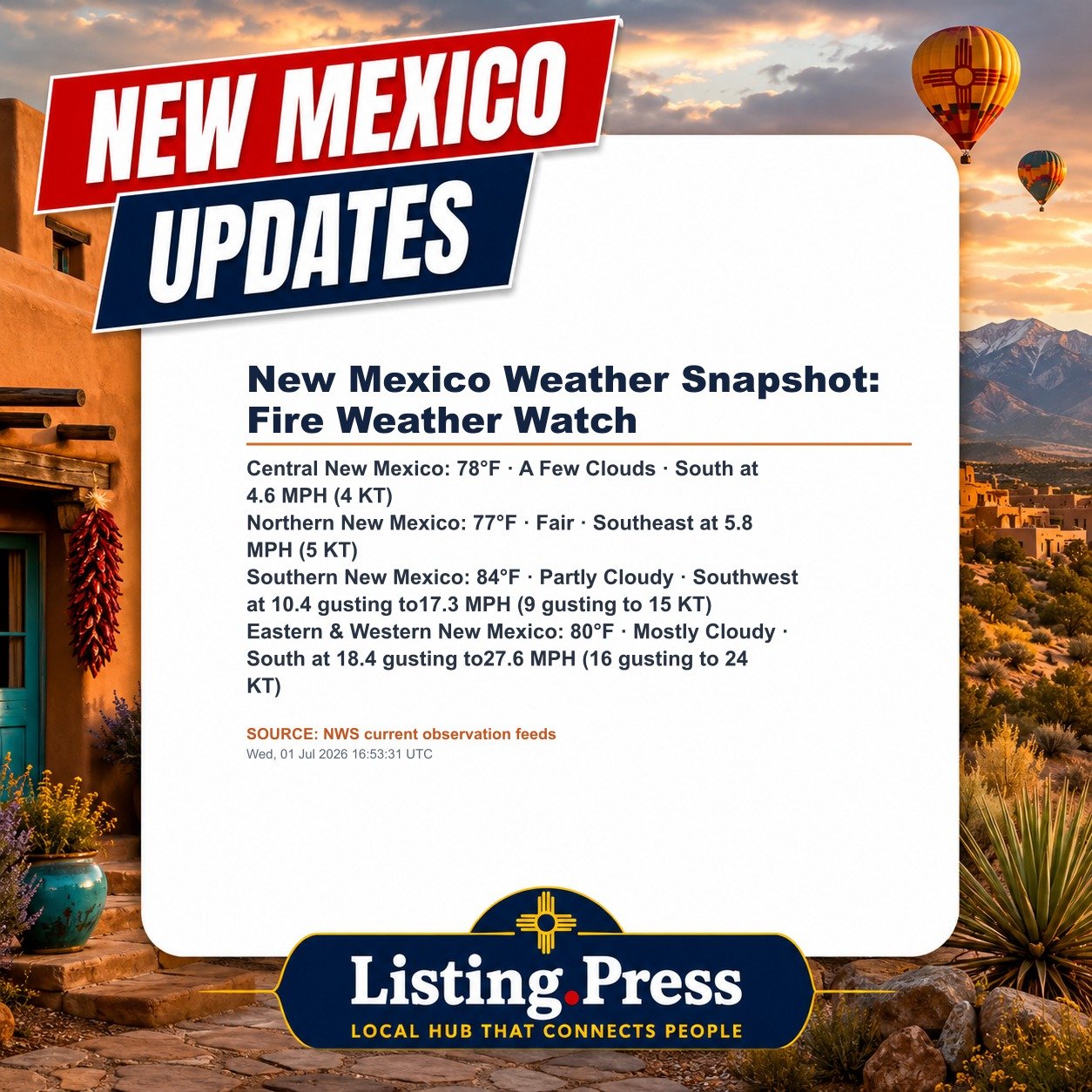 New Mexico Weather Snapshot: Fire Weather Watch