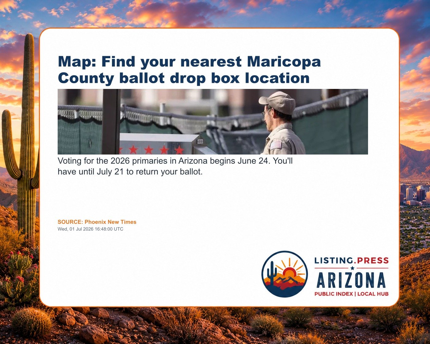 Map: Find your nearest Maricopa County ballot drop box location