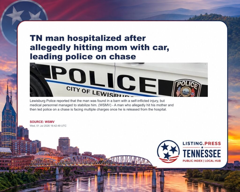 TN man hospitalized after allegedly hitting mom with car, leading police on chase