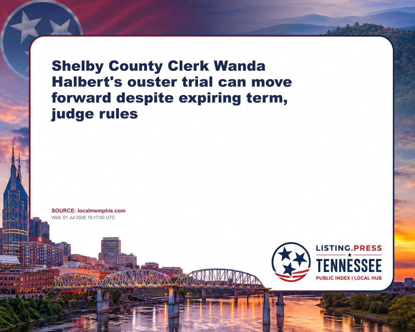 Shelby County Clerk Wanda Halbert's ouster trial can move forward despite expiring term, judge rules