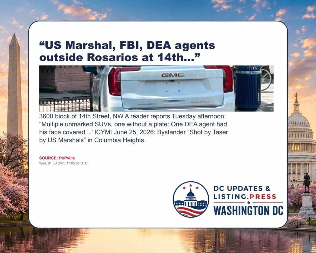 “US Marshal, FBI, DEA agents outside Rosarios at 14th…”