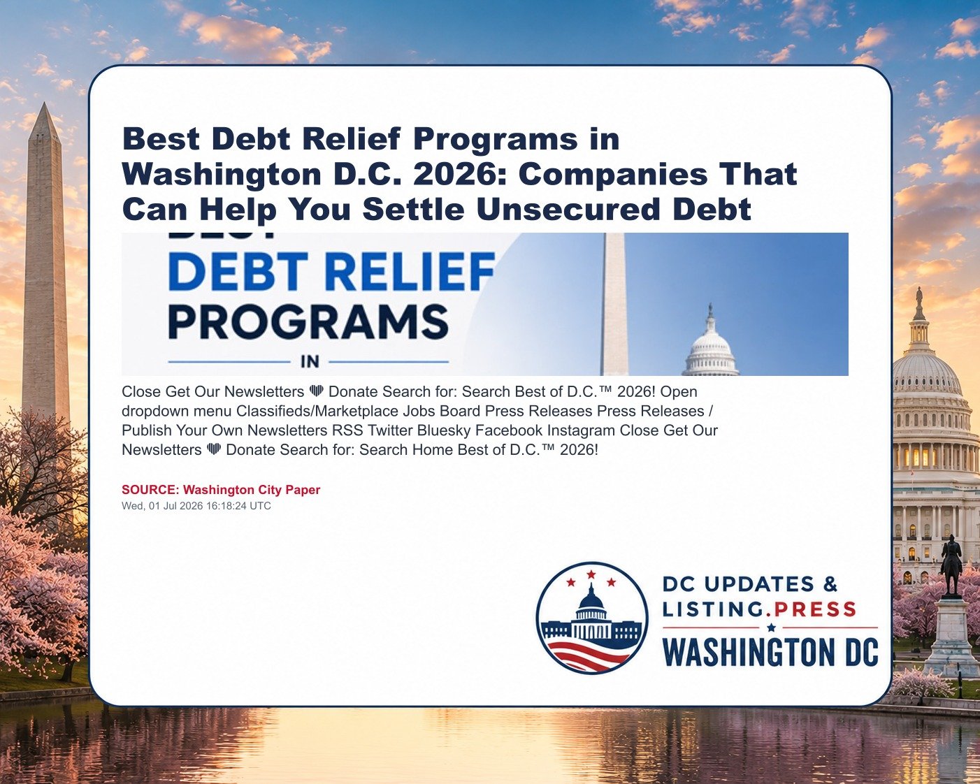 Best Debt Relief Programs in Washington D.C. 2026: Companies That Can Help You Settle Unsecured Debt