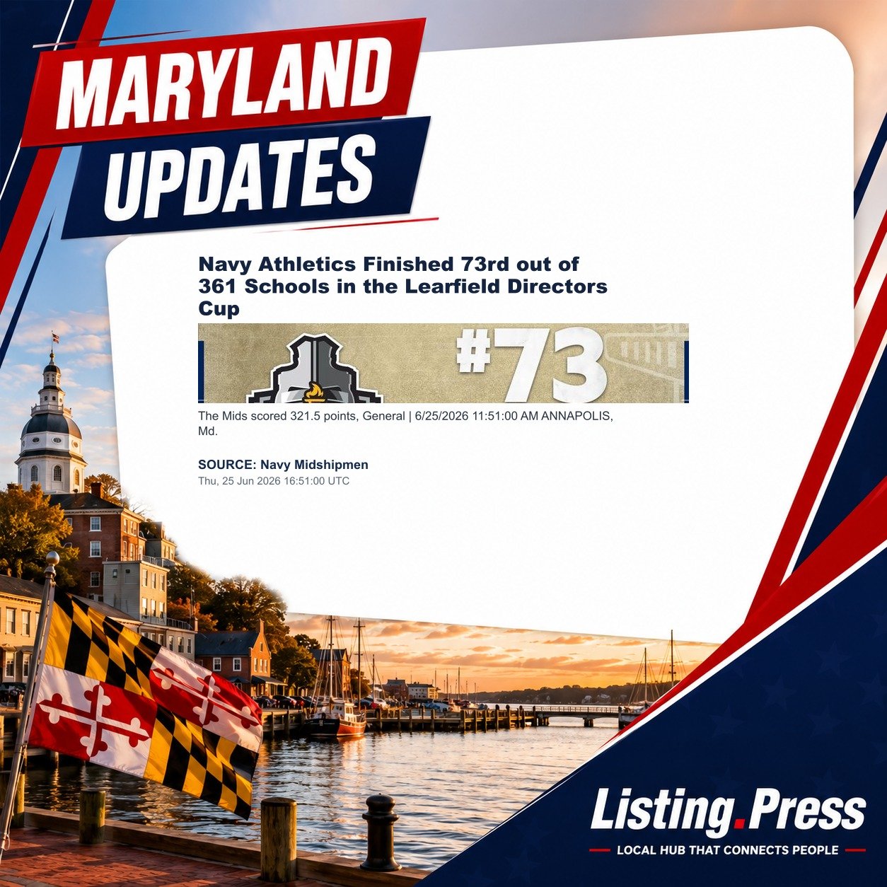 Navy Athletics Finished 73rd out of 361 Schools in the Learfield Directors Cup