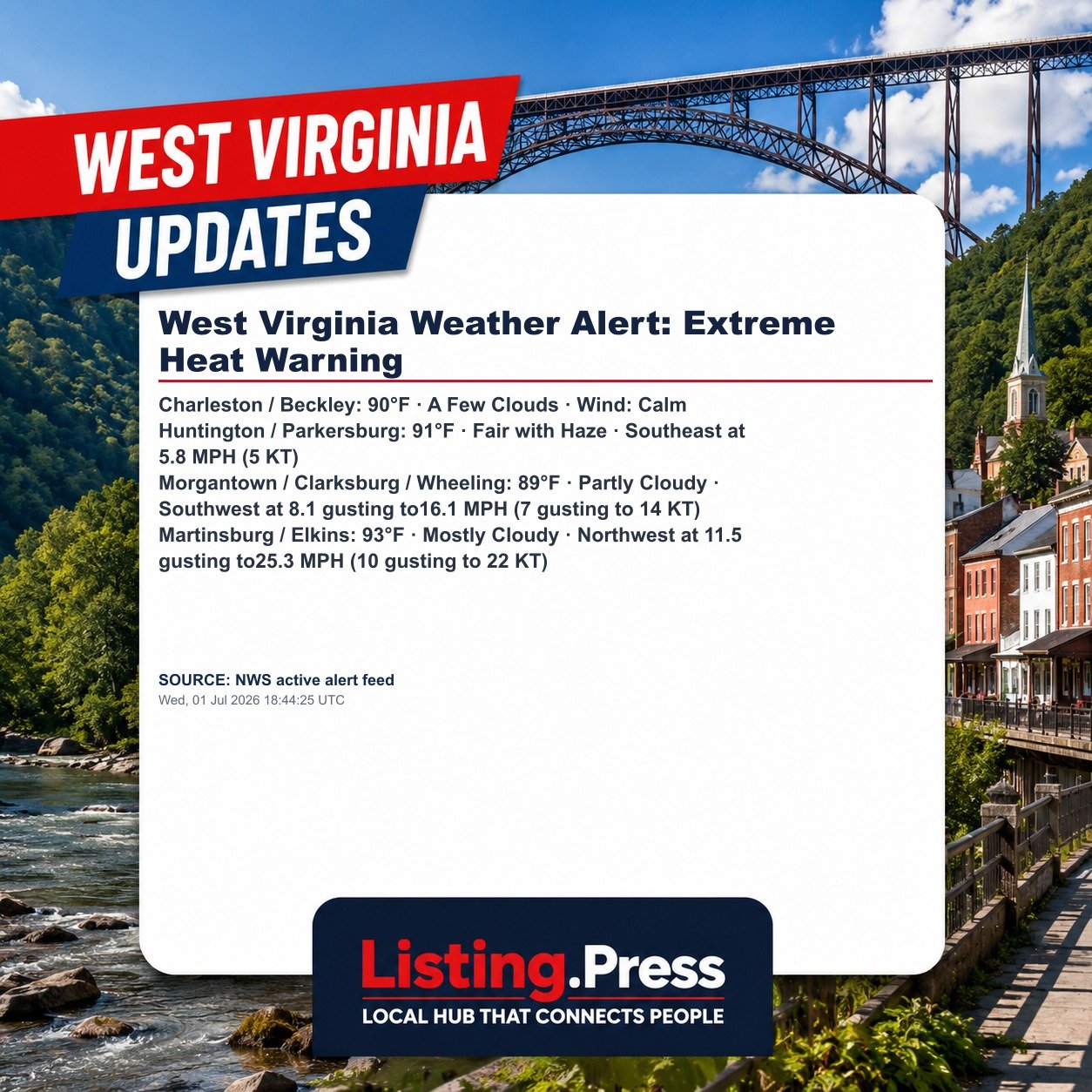 West Virginia Weather Alert: Extreme Heat Warning
