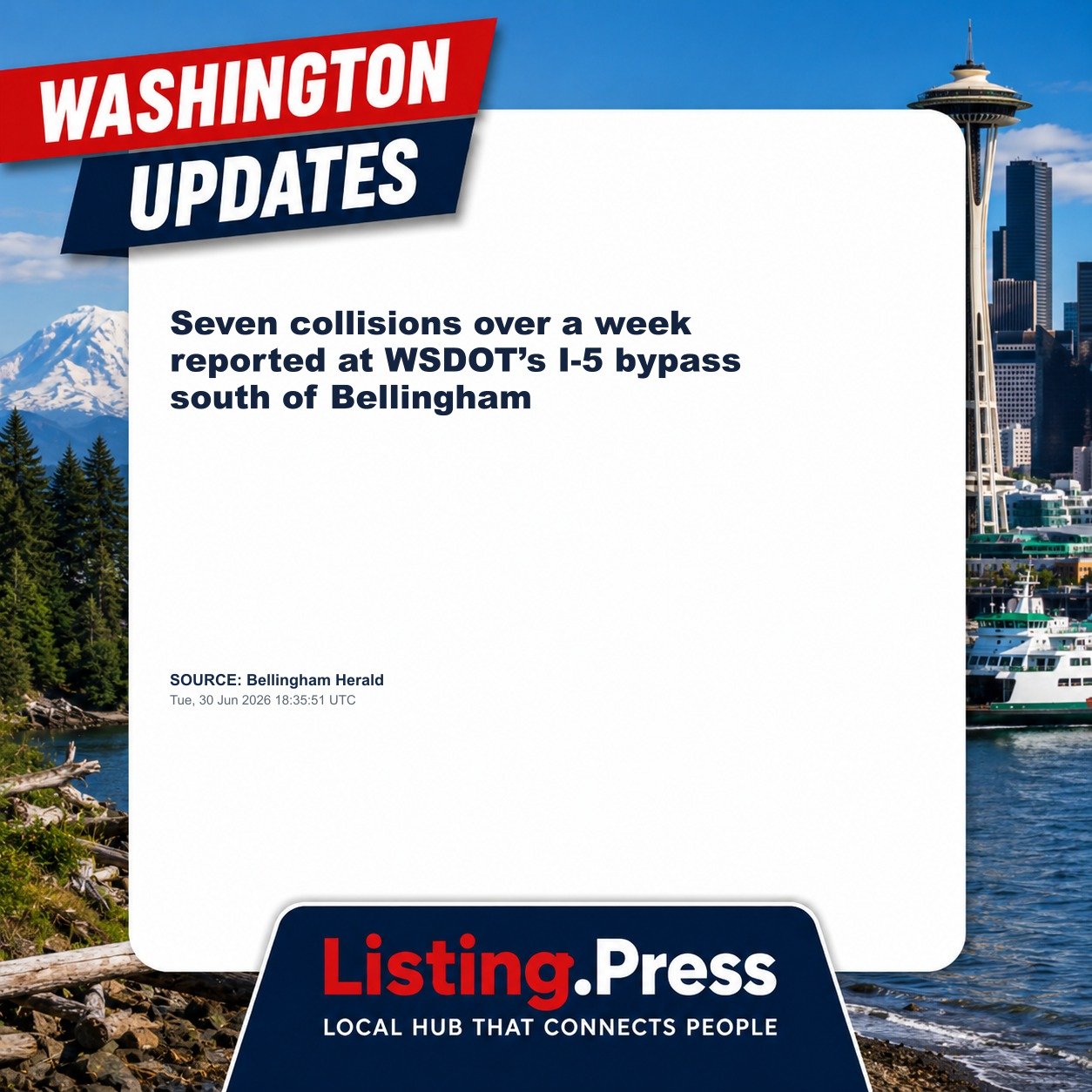Seven collisions over a week reported at WSDOT’s I-5 bypass south of Bellingham